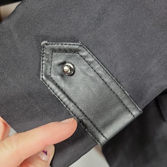 Sam Edelman Black Jacket Coat Long, Alligator Print Lining, Knit Collar, XS - Picture 10 of 15